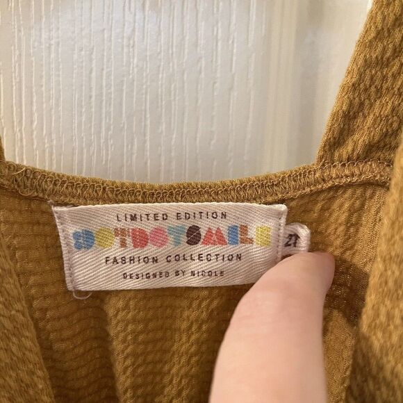 Dot Dot Smile Limited Edition Soft Romper Overalls Mustard Yellow Girls Size 2T - Picture 6 of 11